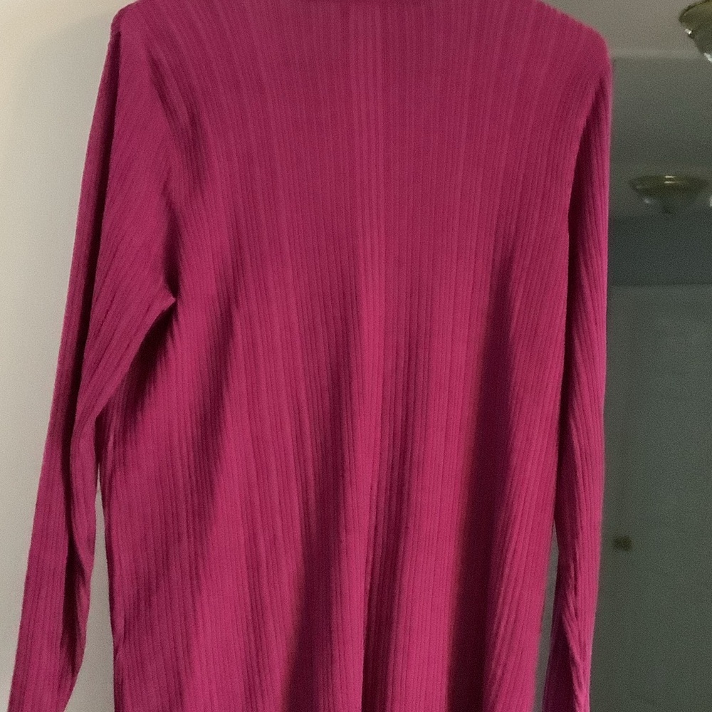 Chico's Ribbed Cardigan Sweater - Fuchsia - Picture 7 of 8